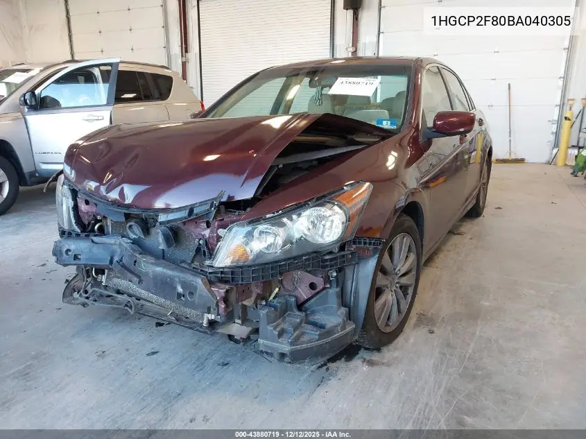 1HGCP2F80BA040305 2011 Honda Accord 2.4 Ex-L