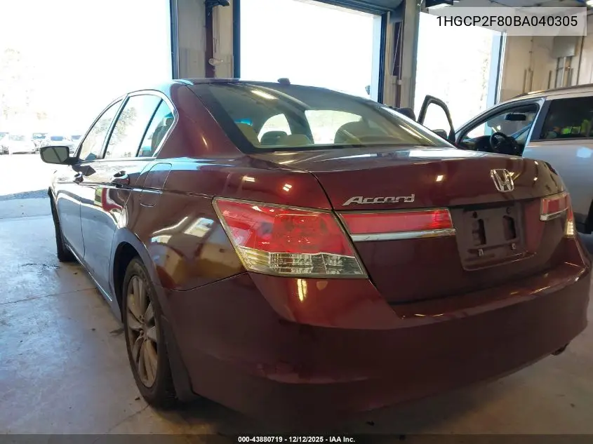 1HGCP2F80BA040305 2011 Honda Accord 2.4 Ex-L