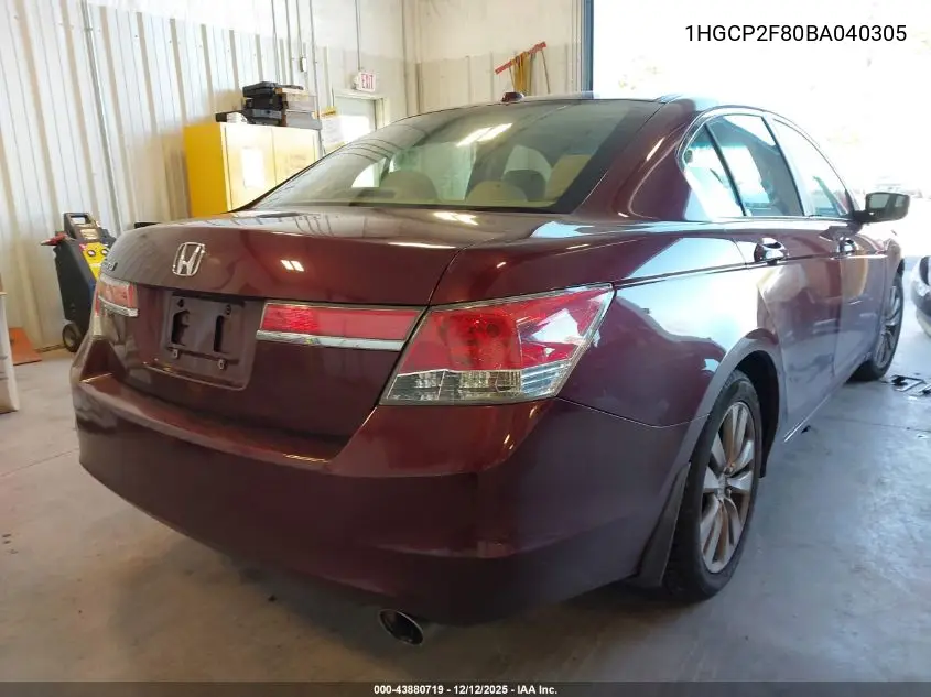 1HGCP2F80BA040305 2011 Honda Accord 2.4 Ex-L