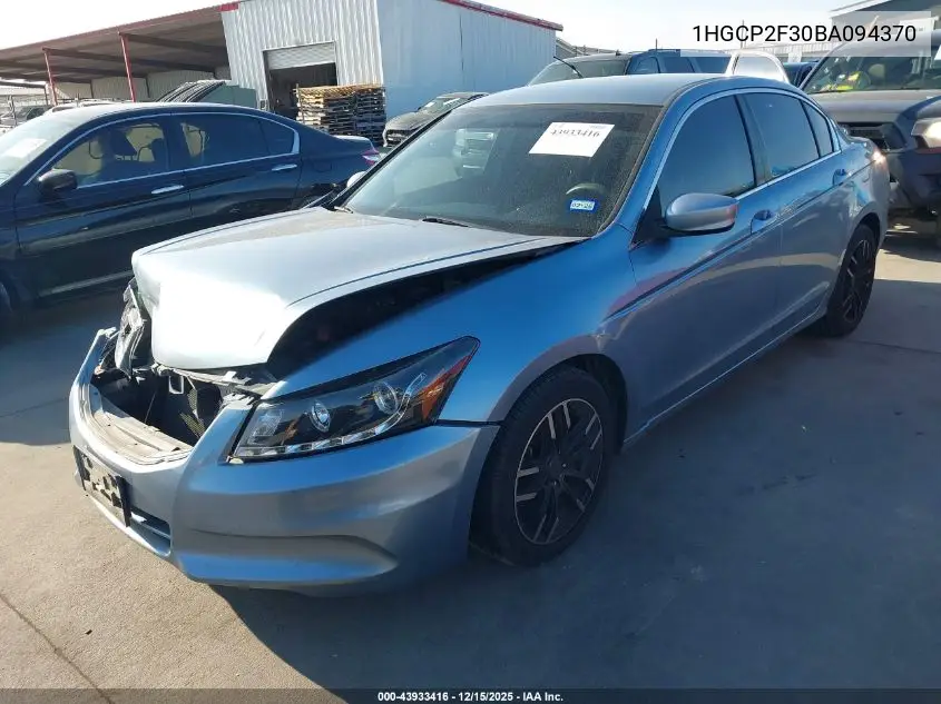1HGCP2F30BA094370 2011 Honda Accord 2.4 Lx