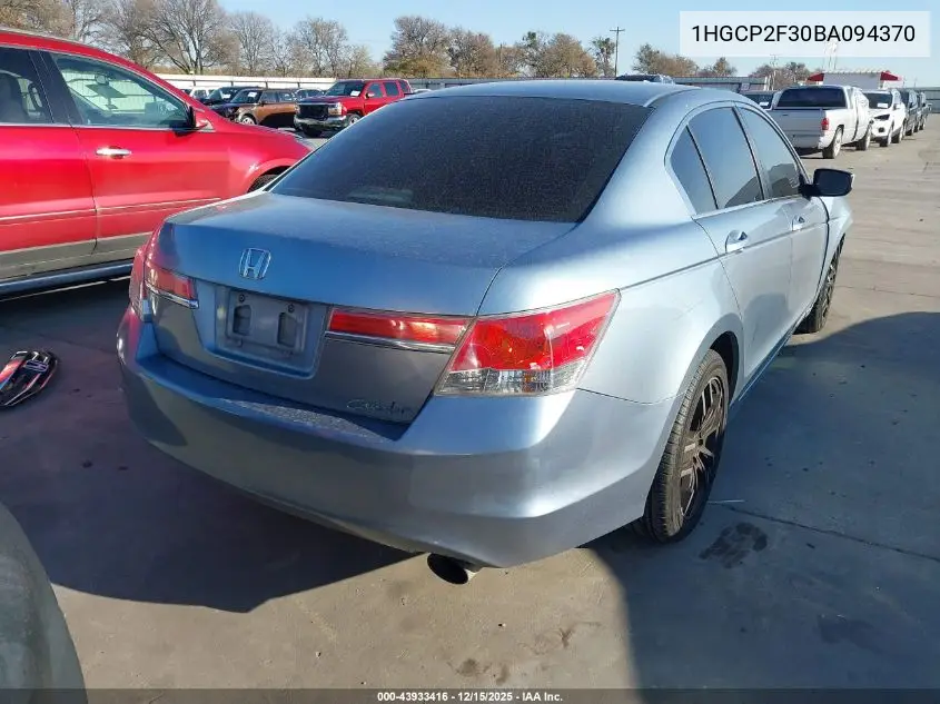 1HGCP2F30BA094370 2011 Honda Accord 2.4 Lx