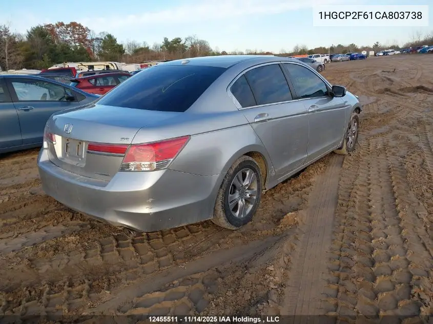 1HGCP2F61CA803738 2012 Honda Accord Se