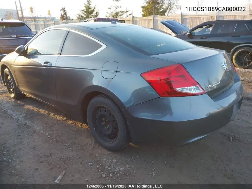 1HGCS1B89CA800022 2012 Honda Accord Exl