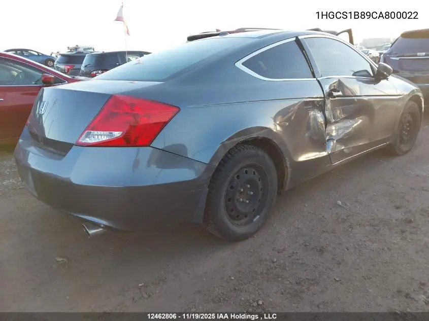 1HGCS1B89CA800022 2012 Honda Accord Exl