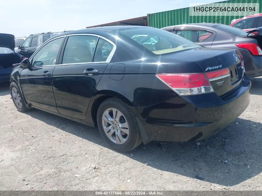 2012 Honda Accord 2.4 Se VIN: 1HGCP2F64CA044194 Lot: 40177566