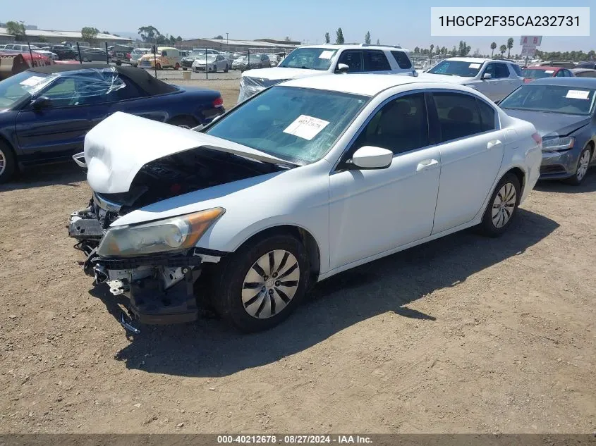 2012 Honda Accord 2.4 Lx VIN: 1HGCP2F35CA232731 Lot: 40212678