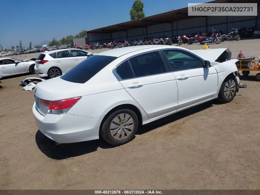 2012 Honda Accord 2.4 Lx VIN: 1HGCP2F35CA232731 Lot: 40212678