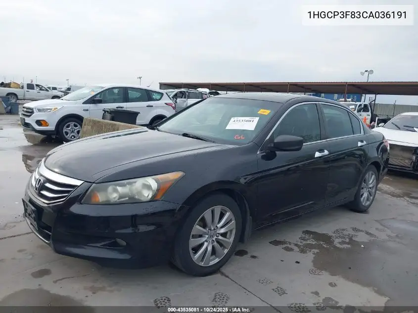 1HGCP3F83CA036191 2012 Honda Accord 3.5 Ex-L