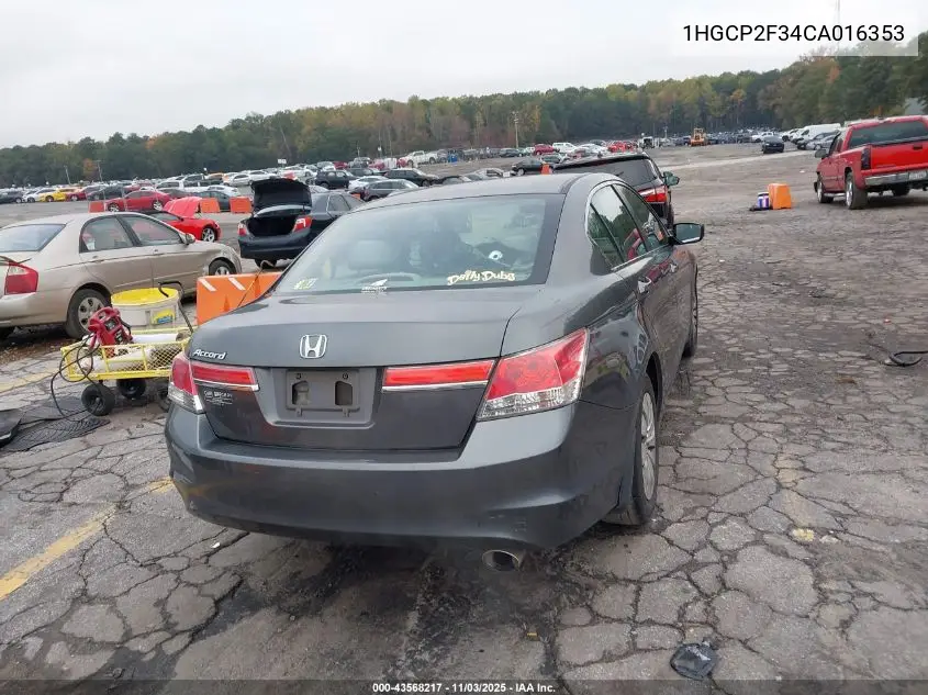 1HGCP2F34CA016353 2012 Honda Accord 2.4 Lx