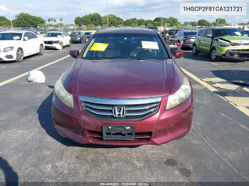 1HGCP2F81CA121721 2012 Honda Accord 2.4 Ex-L
