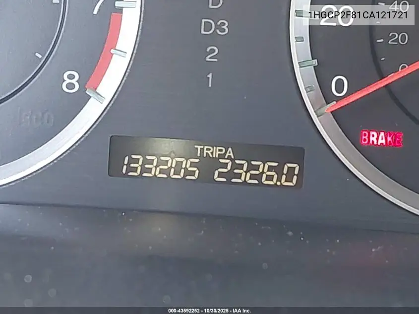 1HGCP2F81CA121721 2012 Honda Accord 2.4 Ex-L