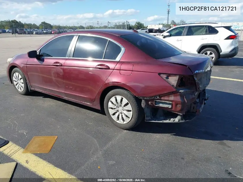 1HGCP2F81CA121721 2012 Honda Accord 2.4 Ex-L