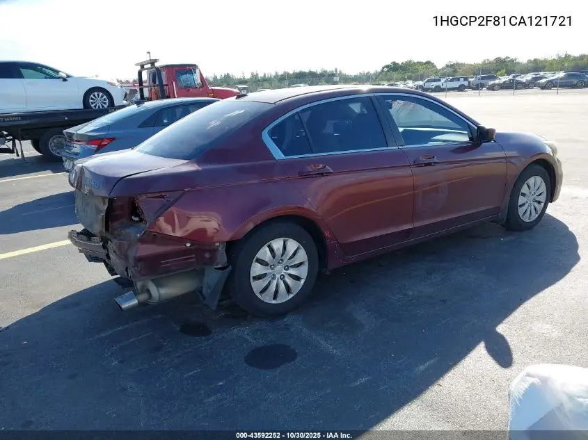 1HGCP2F81CA121721 2012 Honda Accord 2.4 Ex-L