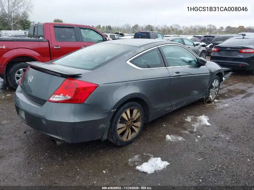 1HGCS1B31CA008046 2012 Honda Accord 2.4 Lx-S