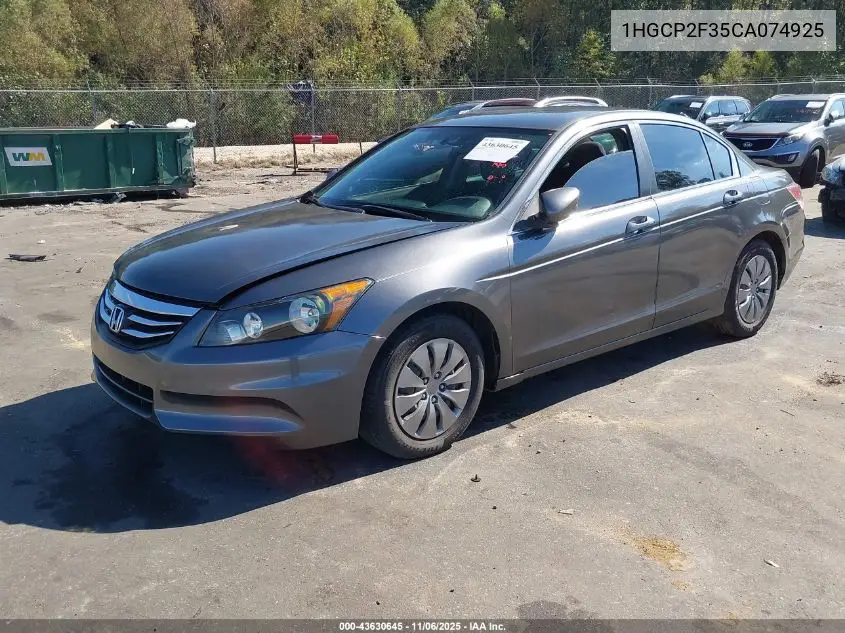 1HGCP2F35CA074925 2012 Honda Accord 2.4 Lx
