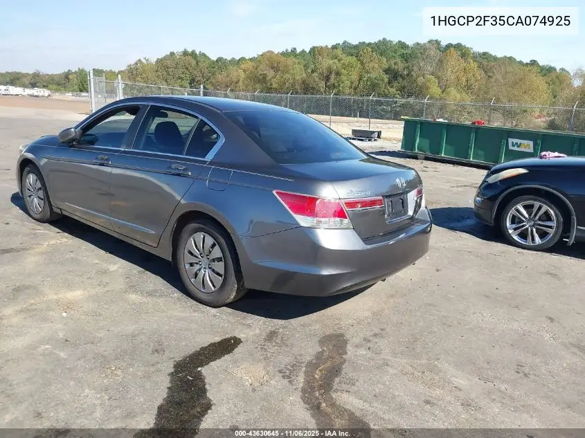 1HGCP2F35CA074925 2012 Honda Accord 2.4 Lx