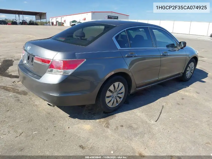 1HGCP2F35CA074925 2012 Honda Accord 2.4 Lx