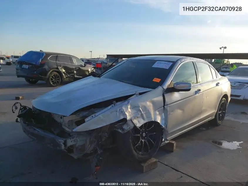 1HGCP2F32CA070928 2012 Honda Accord 2.4 Lx