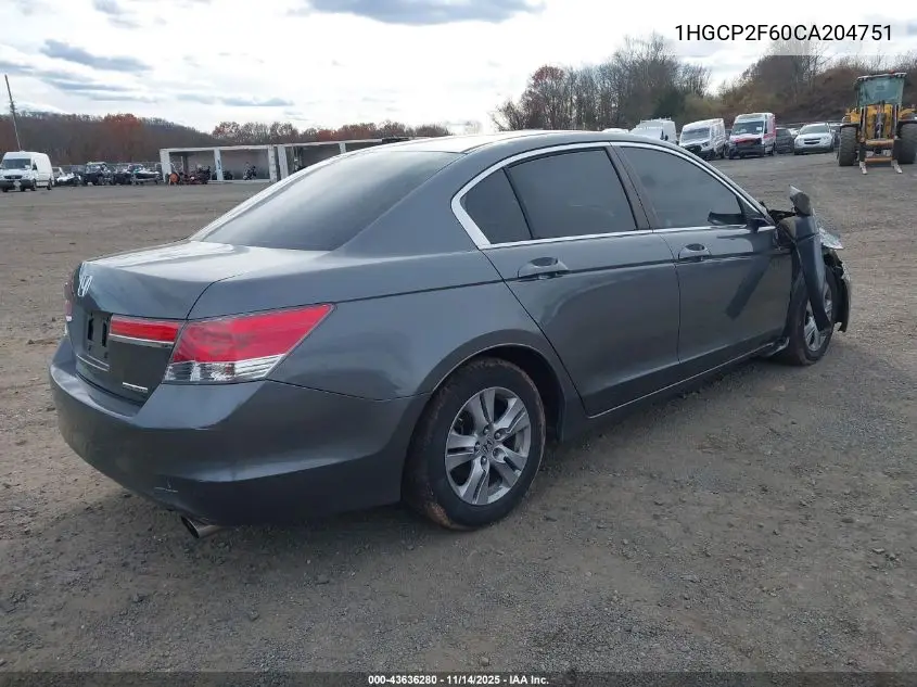 1HGCP2F60CA204751 2012 Honda Accord 2.4 Se