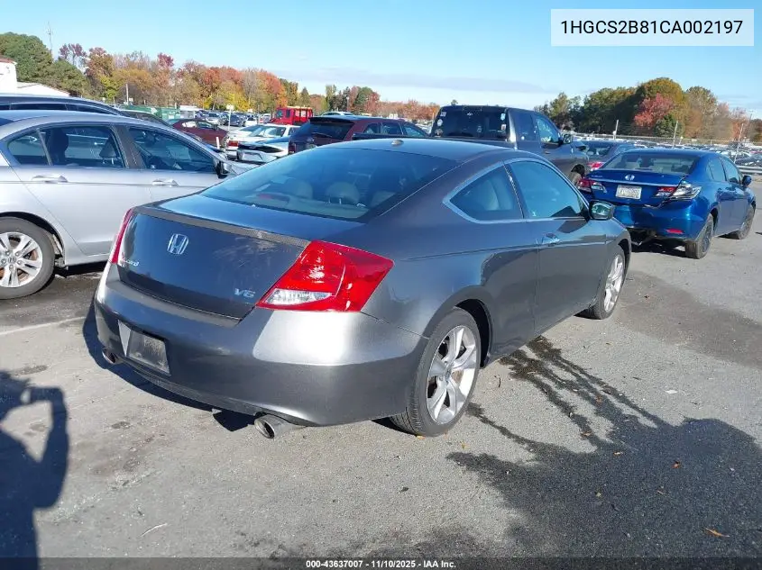 1HGCS2B81CA002197 2012 Honda Accord 3.5 Ex-L