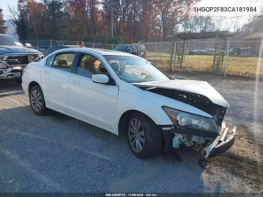 1HGCP2F83CA181984 2012 Honda Accord 2.4 Ex-L