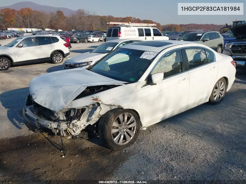 1HGCP2F83CA181984 2012 Honda Accord 2.4 Ex-L