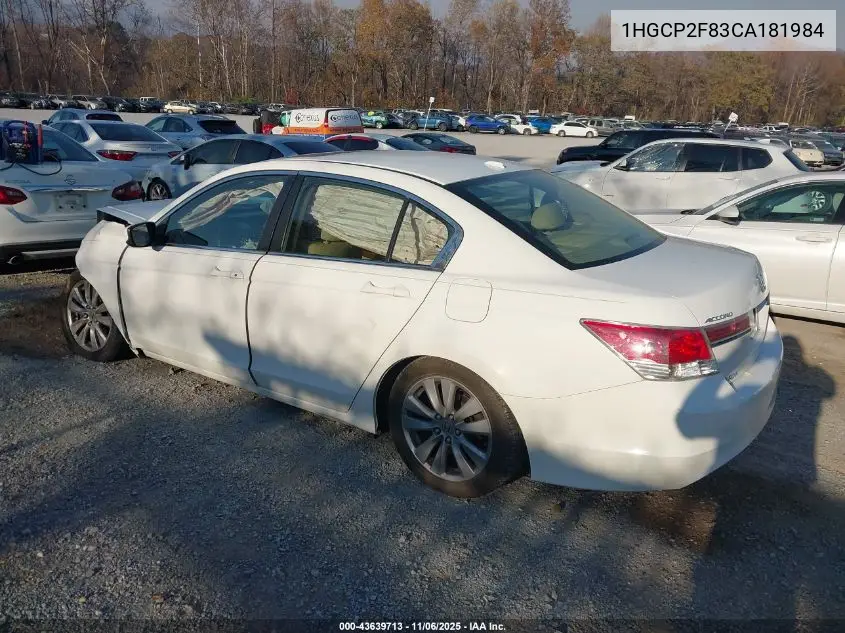 1HGCP2F83CA181984 2012 Honda Accord 2.4 Ex-L