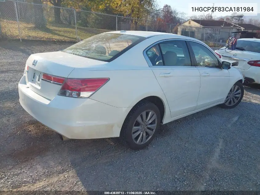 1HGCP2F83CA181984 2012 Honda Accord 2.4 Ex-L
