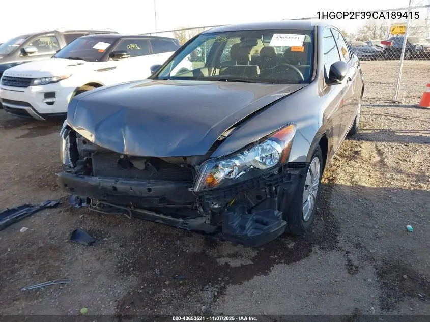 1HGCP2F39CA189415 2012 Honda Accord 2.4 Lx