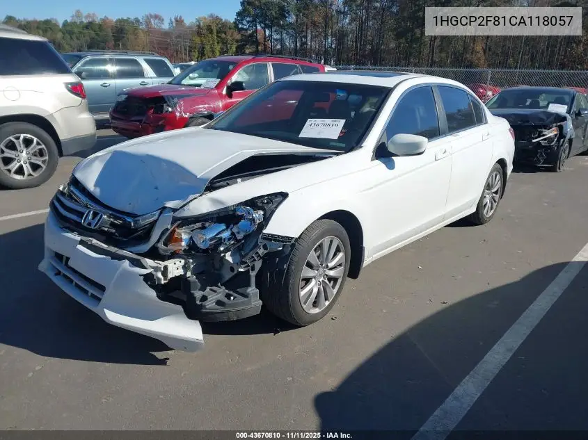 1HGCP2F81CA118057 2012 Honda Accord 2.4 Ex-L