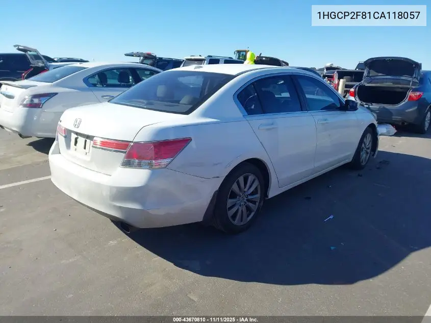 1HGCP2F81CA118057 2012 Honda Accord 2.4 Ex-L