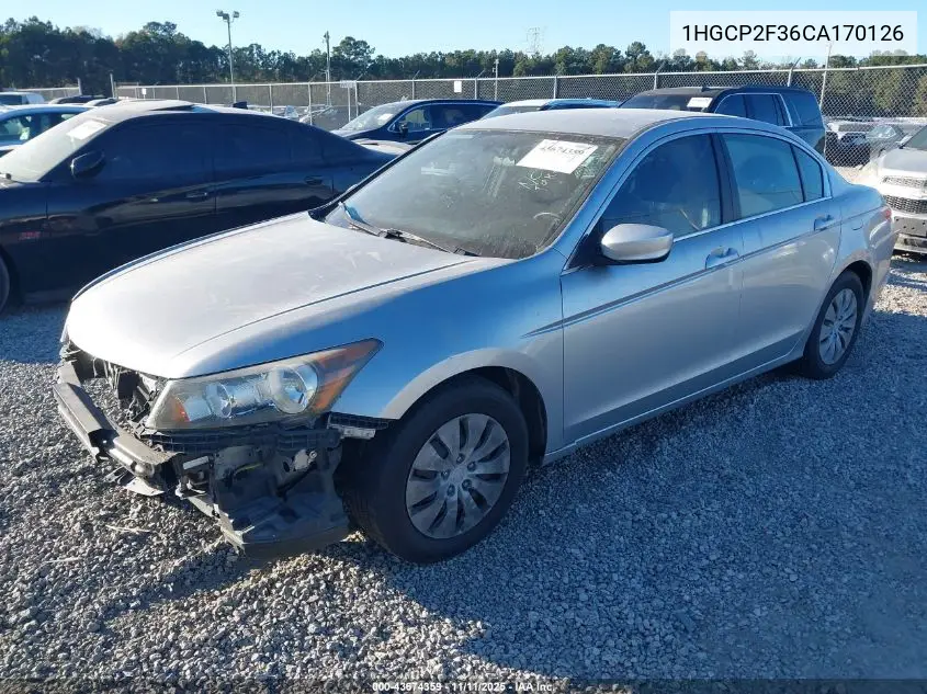 1HGCP2F36CA170126 2012 Honda Accord 2.4 Lx