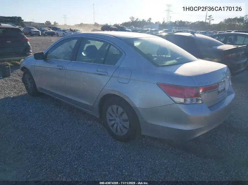 1HGCP2F36CA170126 2012 Honda Accord 2.4 Lx
