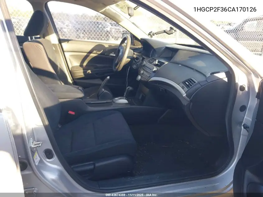 1HGCP2F36CA170126 2012 Honda Accord 2.4 Lx