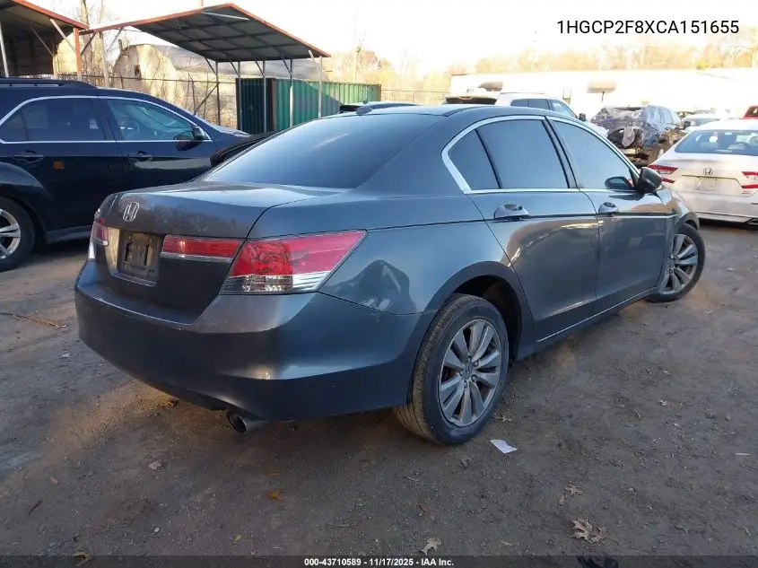 1HGCP2F8XCA151655 2012 Honda Accord 2.4 Ex-L