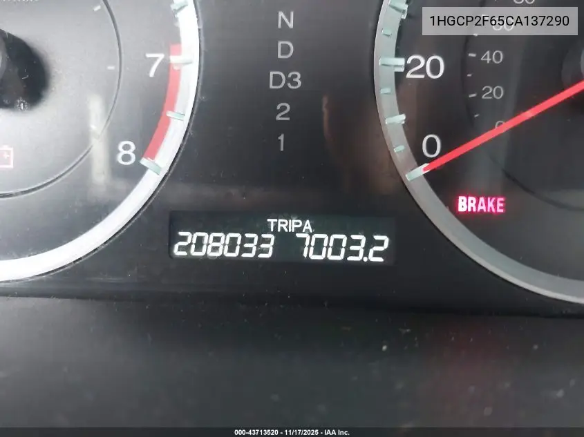 1HGCP2F65CA137290 2012 Honda Accord 2.4 Se