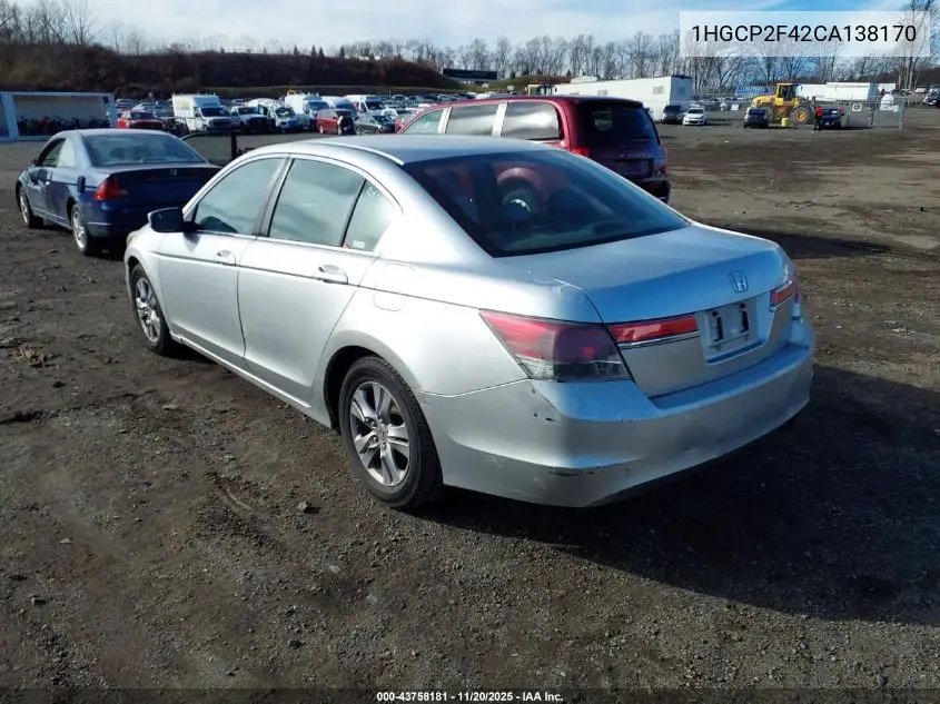 1HGCP2F42CA138170 2012 Honda Accord 2.4 Lx-P