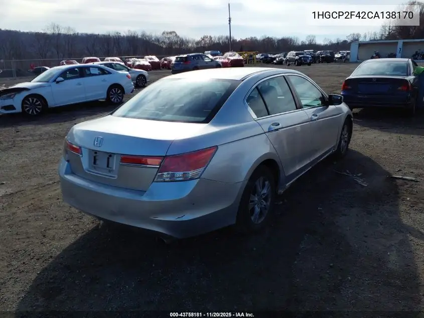 1HGCP2F42CA138170 2012 Honda Accord 2.4 Lx-P