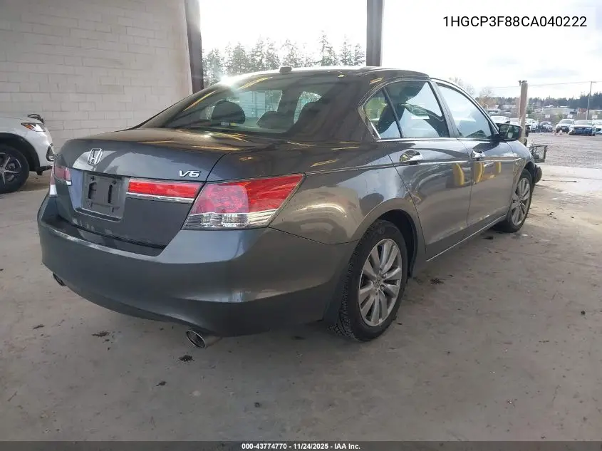 1HGCP3F88CA040222 2012 Honda Accord 3.5 Ex-L