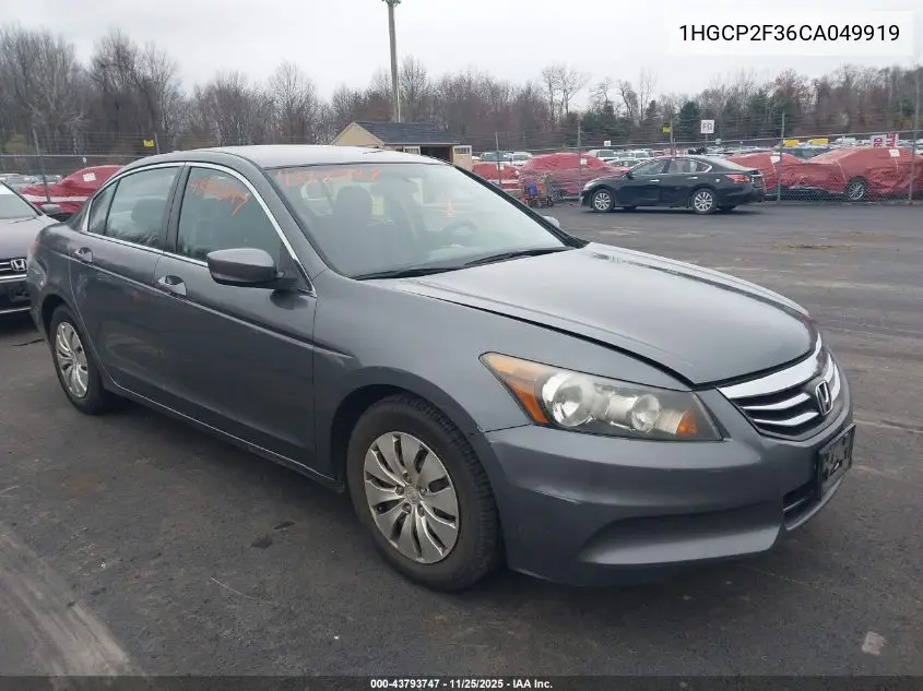 1HGCP2F36CA049919 2012 Honda Accord 2.4 Lx