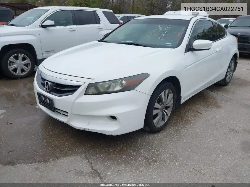 1HGCS1B34CA022751 2012 Honda Accord 2.4 Lx-S