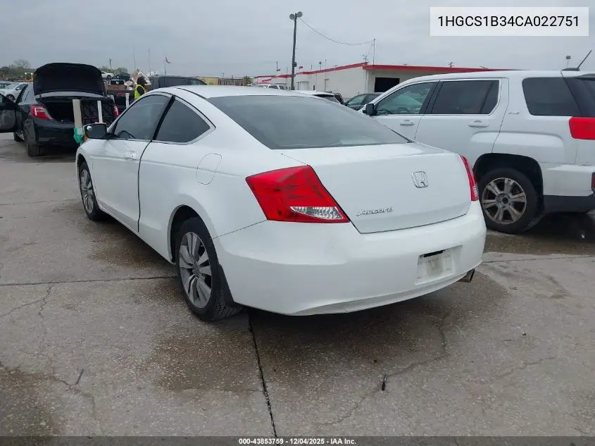 1HGCS1B34CA022751 2012 Honda Accord 2.4 Lx-S