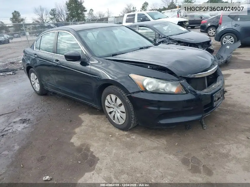 1HGCP2F36CA024907 2012 Honda Accord 2.4 Lx