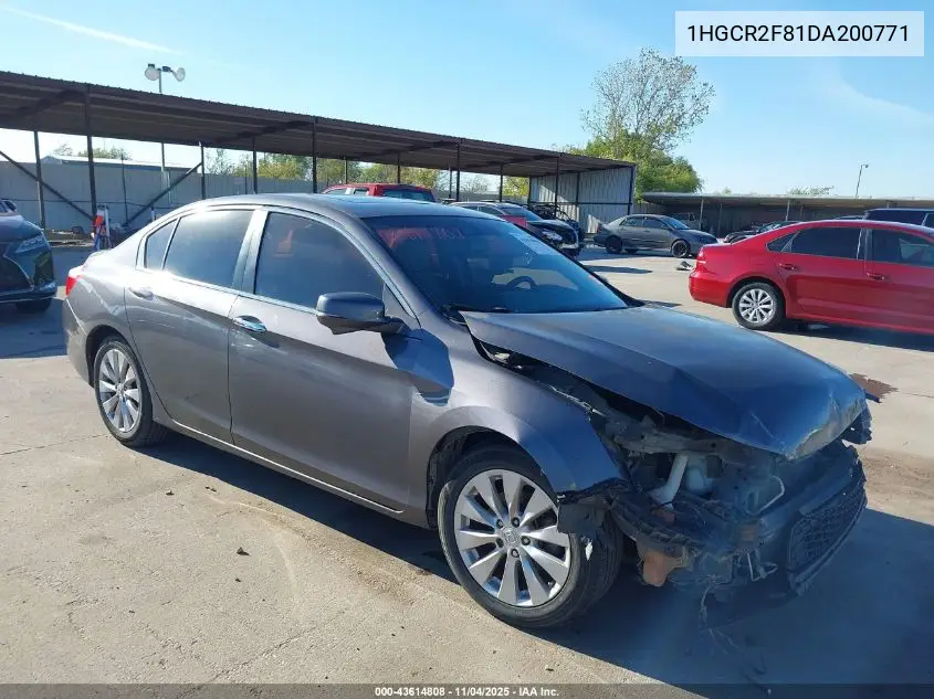 1HGCR2F81DA200771 2013 Honda Accord Sdn Ex-L