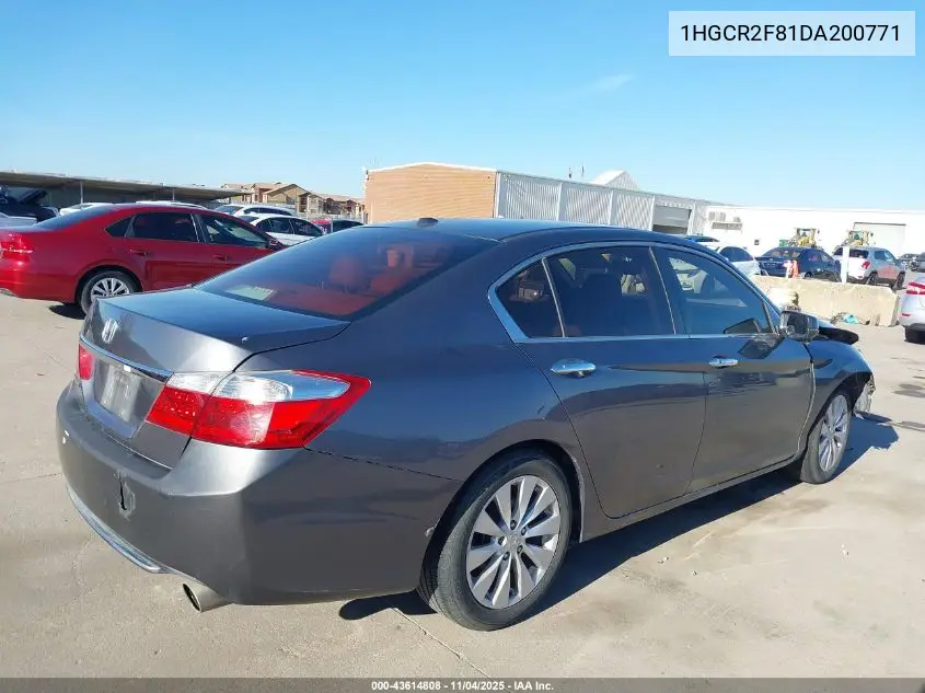 1HGCR2F81DA200771 2013 Honda Accord Sdn Ex-L