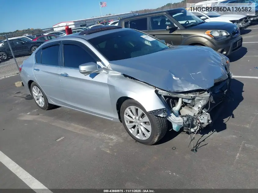 1HGCR2F86DA136582 2013 Honda Accord Sdn Ex-L