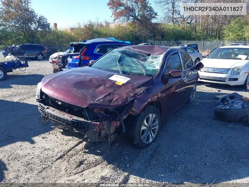 1HGCR2F34DA011827 2013 Honda Accord Lx