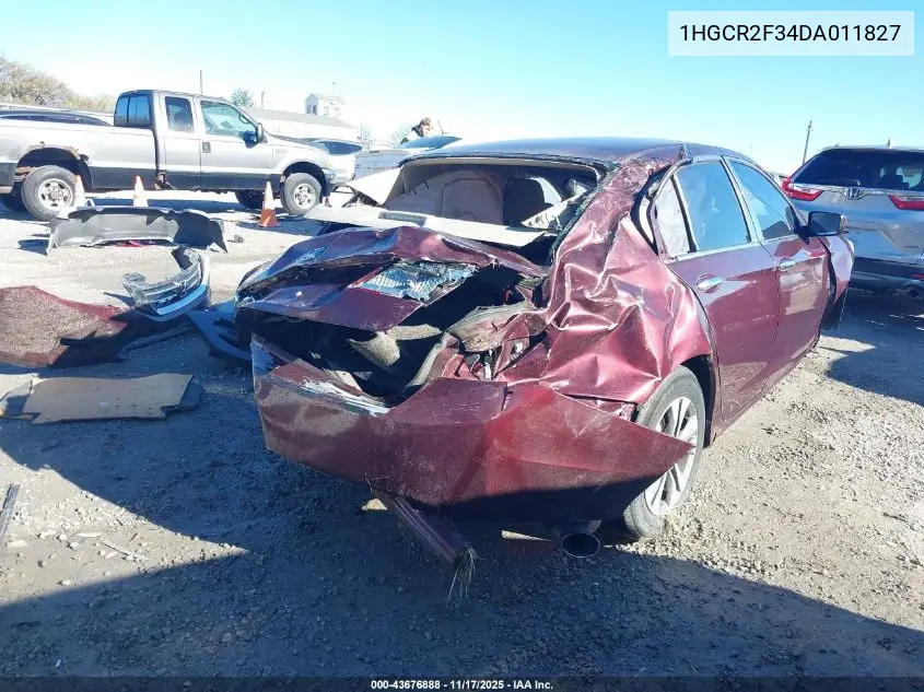 1HGCR2F34DA011827 2013 Honda Accord Lx