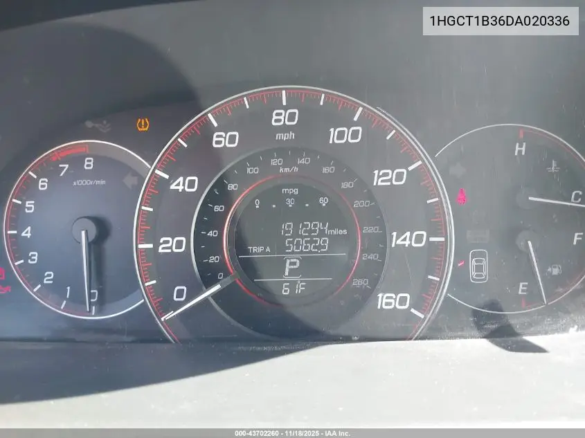 1HGCT1B36DA020336 2013 Honda Accord Lx-S
