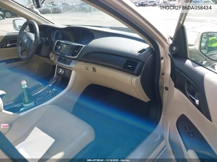 1HGCR2F86DA058434 2013 Honda Accord Sdn Ex-L